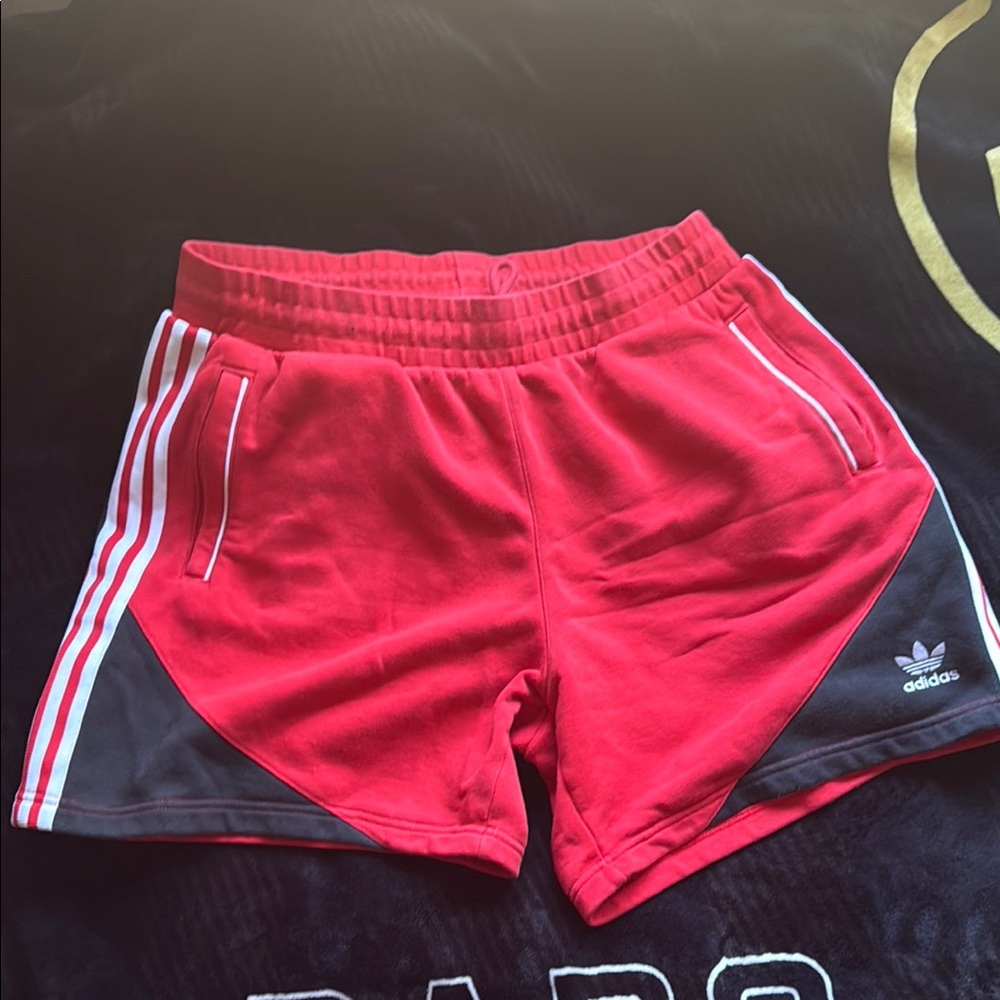 Adidas Vibrant Red and Black Athletic Shorts